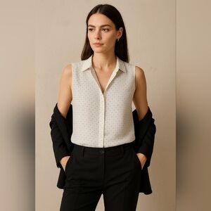 Equipment Femme Tiny Dots Sleeveless 100% silk Blouse M